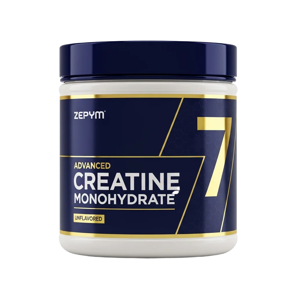 Zepym Health Advanced Creatine Monohydrate supplement tub